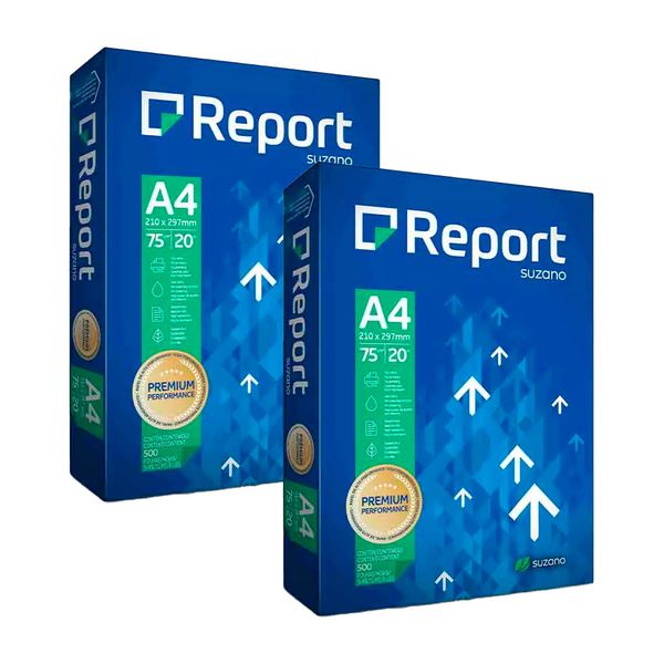 Kit Papel Sulfite Report Multi A4 Branco 75g com 1000 Folhas Kit076 Kit Papel Sulfite Report Multi A4 Branco 75g com 1000 Folhas Kit076